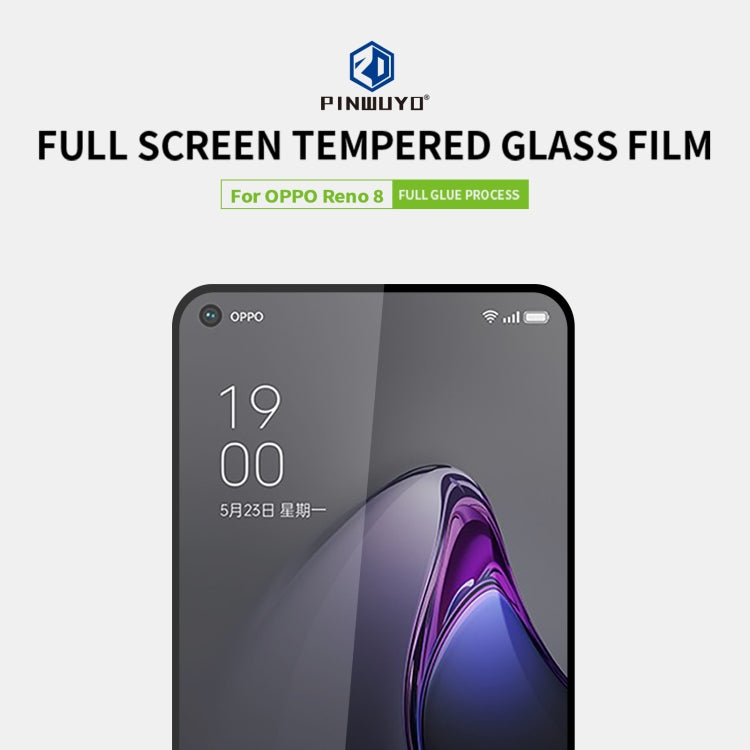 For OPPO Reno8 PINWUYO 9H 2.5D Full Screen Tempered Glass Film(Black)