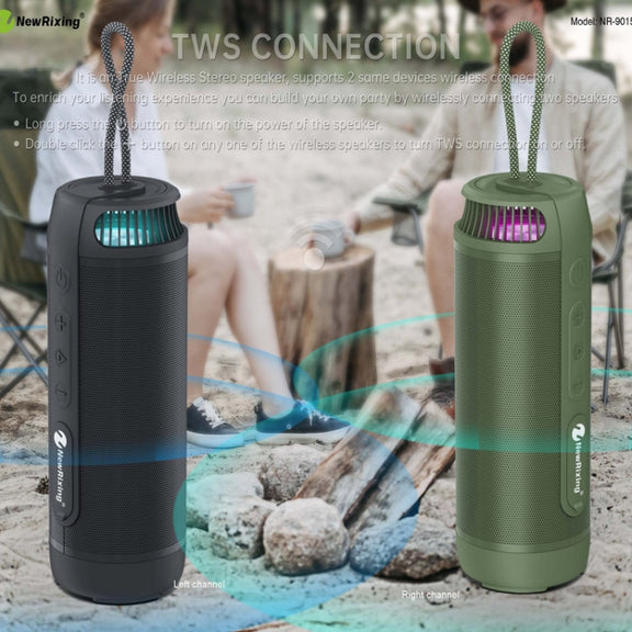 NewRixing NR9015 14W Portable IPX6 Water-resistant TWS Stereo Bluetooth Speaker(Blue)