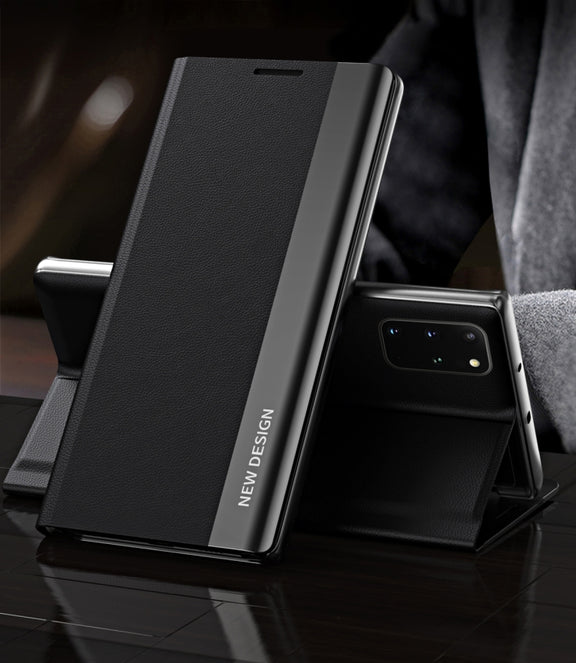 For Samsung Galaxy A13 4G Side Electroplated Adsorption Flip Leather Case(Black)