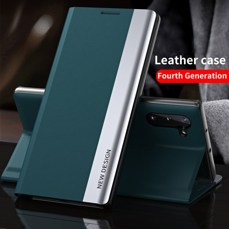 For Samsung Galaxy A13 4G Side Electroplated Adsorption Flip Leather Case(Black)