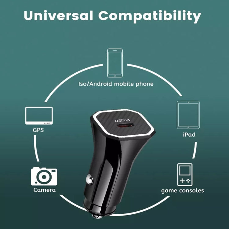 TE-P2 PD20W USB-C / Type-C Car Charger with Type-C to 8 Pin Data Cable(Black)