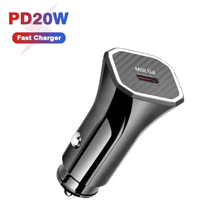 TE-P2 PD20W USB-C / Type-C Car Charger with Type-C to Type-C Data Cable(Black)