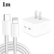 PD 35W Dual USB-C / Type-C Ports Charger with 1m Type-C to 8 Pin Data Cable, US Plug