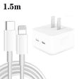 PD 35W Dual USB-C / Type-C Ports Charger with 1.5m Type-C to 8 Pin Data Cable, US Plug - free shipping - PMC TechLife - Order now!