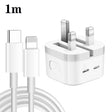 PD 35W Dual USB-C / Type-C Ports Charger with 1m Type-C to 8 Pin Data Cable, UK Plug - USB Charger by PMC TechLife | Online Shopping South Africa | PMC TechLife | Buy Now Pay Later Mobicred