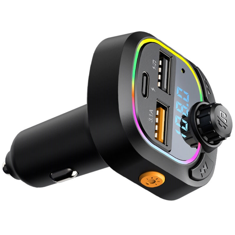 C28 Fast Charging Atmosphere Light Handsfree Car Kit Car Mp3 Player Stereo FM Transmitter