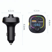 C28 Fast Charging Atmosphere Light Handsfree Car Kit Car Mp3 Player Stereo FM Transmitter