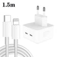 PD 35W Dual USB-C / Type-C Ports Charger with 1.5m Type-C to 8 Pin Data Cable, EU Plug - USB Charger by PMC TechLife | Online Shopping South Africa | PMC TechLife | Buy Now Pay Later Mobicred