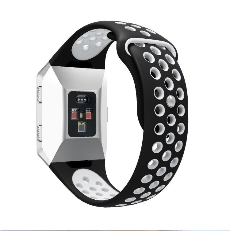 For Fitbit Ionic Breathable Two-tone Silicone Watch Band(Black White)