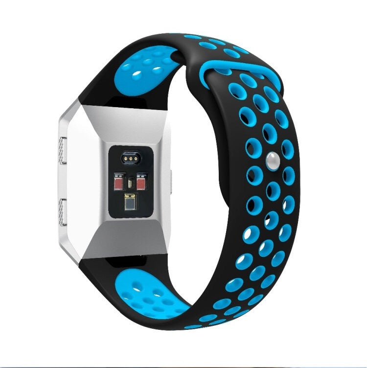 For Fitbit Ionic Breathable Two-tone Silicone Watch Band(Black Blue)