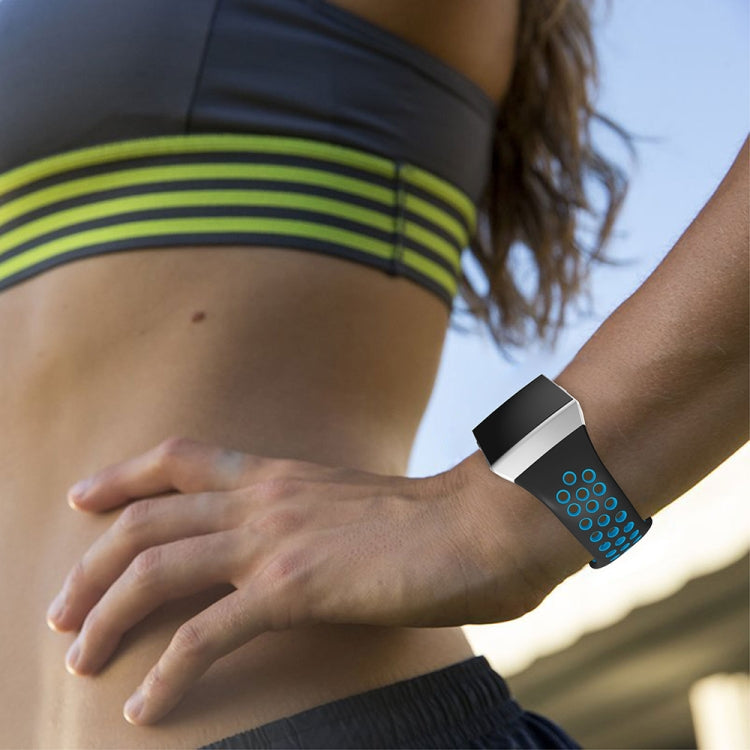 For Fitbit Ionic Breathable Two-tone Silicone Watch Band(Black Blue)