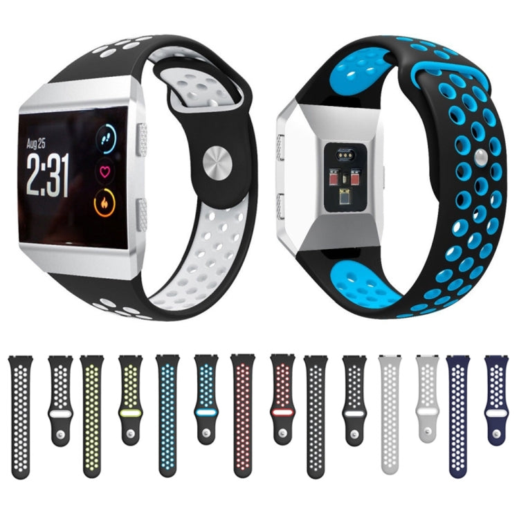 For Fitbit Ionic Breathable Two-tone Silicone Watch Band(Black Blue)