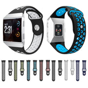 For Fitbit Ionic Breathable Two-tone Silicone Watch Band(Black Blue)