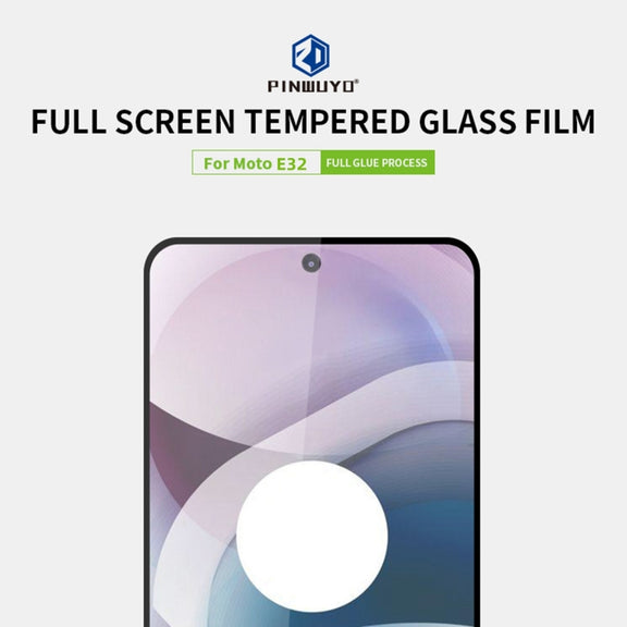 For Motorola Moto E32 PINWUYO 9H 2.5D Full Screen Tempered Glass Film(Black)