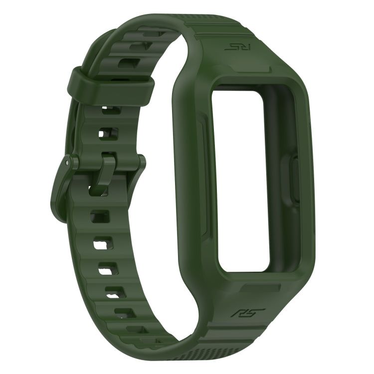 For Huawei Band 8 / 7 Solid Color Silicone Integrated Watch Band(Amygreen)