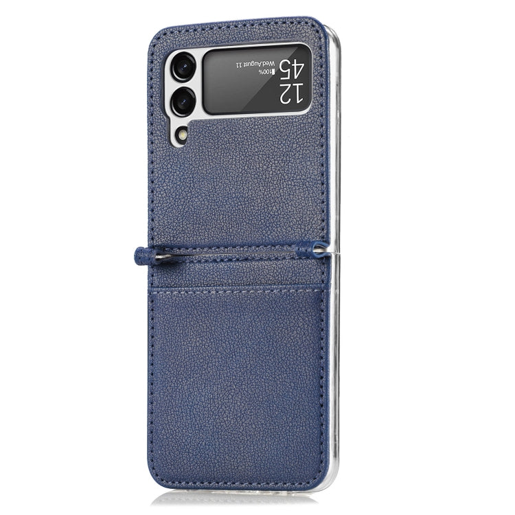 For Samsung Galaxy Z Flip 4 5G Folding Litchi Texture Card Wallet Phone Case(Blue)