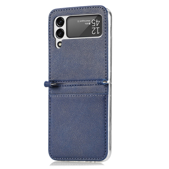 For Samsung Galaxy Z Flip 4 5G Folding Litchi Texture Card Wallet Phone Case(Blue)