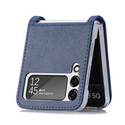 For Samsung Galaxy Z Flip 4 5G Folding Litchi Texture Card Wallet Phone Case(Blue)