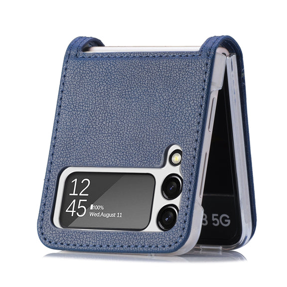 For Samsung Galaxy Z Flip 4 5G Folding Litchi Texture Card Wallet Phone Case(Blue)