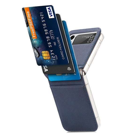 For Samsung Galaxy Z Flip 4 5G Folding Litchi Texture Card Wallet Phone Case(Blue)