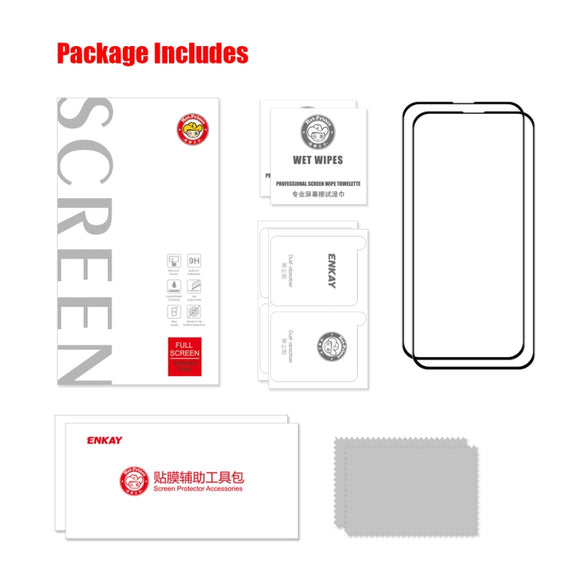 For iPhone 14 Plus 2pcs ENKAY 6D Full Glue Tempered Glass Full Film