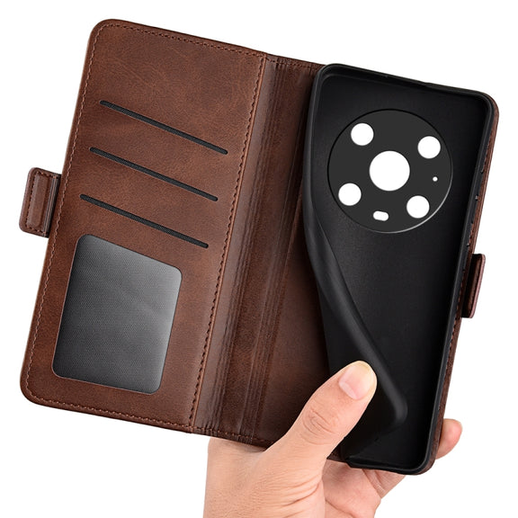 For Honor Magic4 Pro Dual-side Magnetic Buckle Flip Leather Phone Case(Brown)
