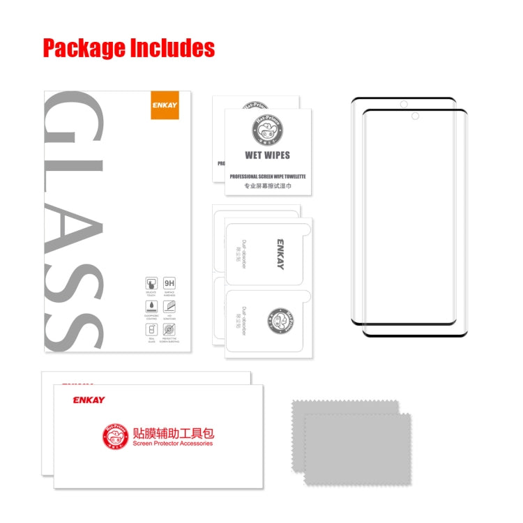 2 PCS For Huawei Nova 10 ENKAY 3D Heat Bending Tempered Glass Film