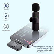 K9 2 in 1 Wireless Clip-on Auto Noise Cancelling Live Mini Microphone, Port: 8 Pin