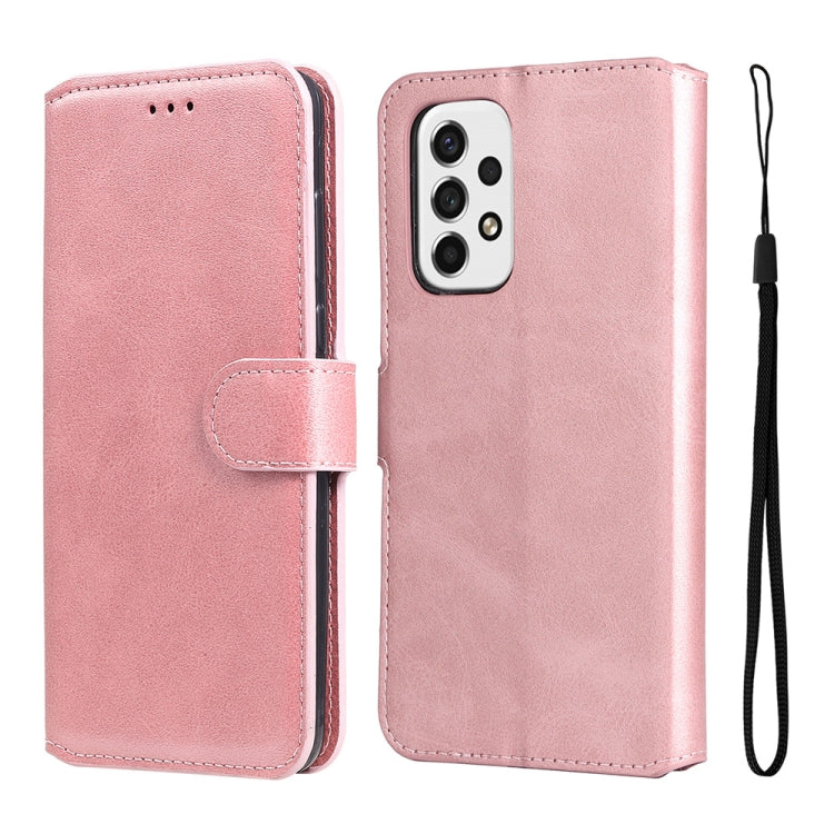 For Samsung Galaxy A53 5G JUNSUNMAY Calf Texture Leather Phone Case(Pink)