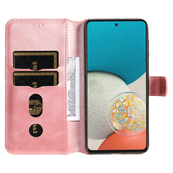 For Samsung Galaxy A53 5G JUNSUNMAY Calf Texture Leather Phone Case(Pink)