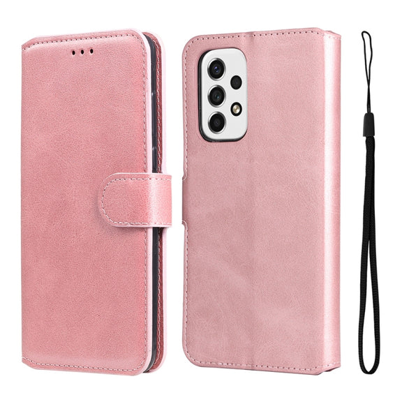For Samsung Galaxy A53 5G JUNSUNMAY Calf Texture Leather Phone Case(Pink)