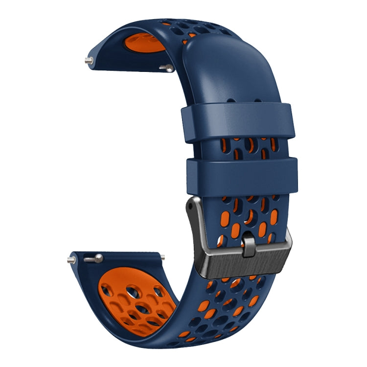 For Amazfit GTR 2e 22mm Two-Color Breathable Silicone Watch Band(Midnight Blue+Orange)