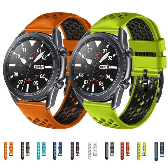 For Amazfit GTR 2e 22mm Two-Color Breathable Silicone Watch Band(Midnight Blue+Orange)