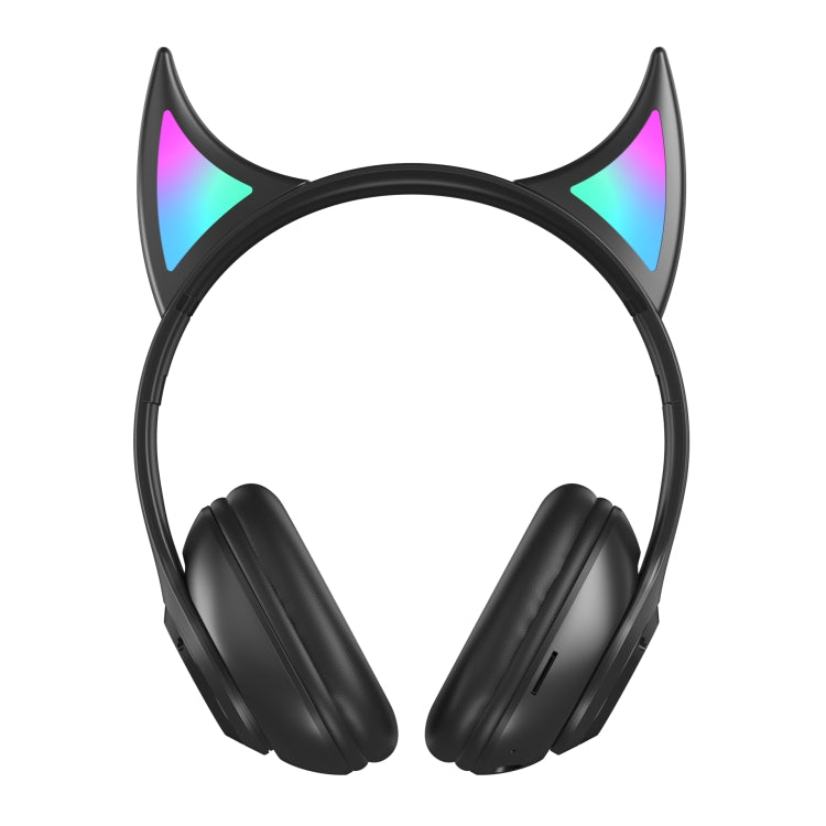 STN25 Devil Ear RGB Light Wireless Music Headset For Children with Mic(Black)