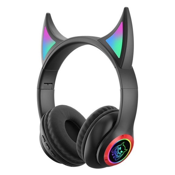 STN25 Devil Ear RGB Light Wireless Music Headset For Children with Mic(Black)