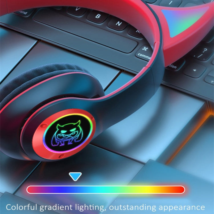 STN25 Devil Ear RGB Light Wireless Music Headset For Children with Mic(White)