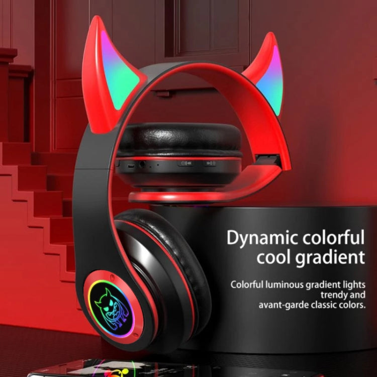 STN25 Devil Ear RGB Light Wireless Music Headset For Children with Mic(White)