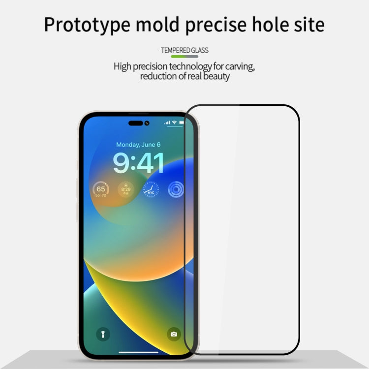 For iPhone 14 Pro PINWUYO 9H 2.5D Full Screen Tempered Glass Film(Black)