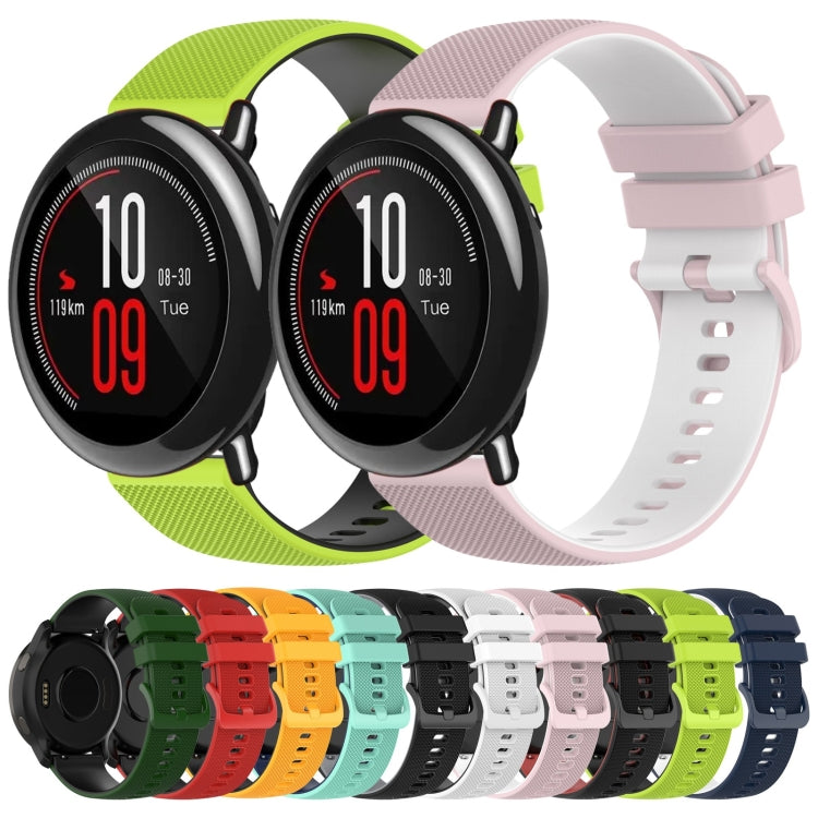 For Amazfit Pace 22mm Checkered Two-Color Silicone Watch Band(White+Black)
