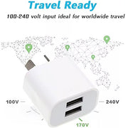 Mini Dual Port USB Charger with USB to Micro USB Data Cable, AU Plug