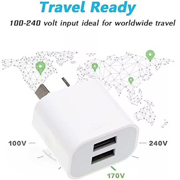 Mini Dual Port USB Charger with USB to Micro USB Data Cable, AU Plug