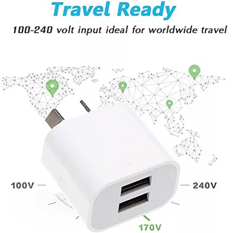 Mini Dual Port USB Charger with USB to Micro USB Data Cable, AU Plug
