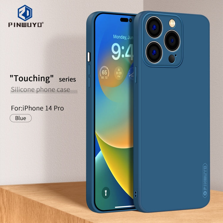 For iPhone 14 Pro PINWUYO Sense Series Liquid Silicone TPU Phone Case(Blue)