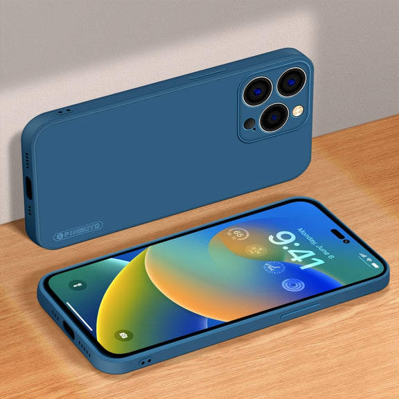 For iPhone 14 Pro PINWUYO Sense Series Liquid Silicone TPU Phone Case(Blue)