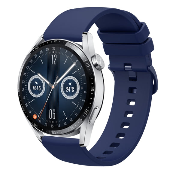 For Huawei Watch GT3 42mm 20mm Solid Color Soft Silicone Watch Band(Navy Blue)