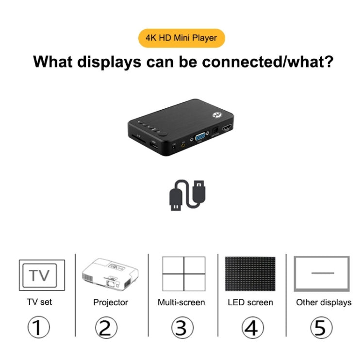 X16 4K Media Player Horizontal And Vertical Screen Video Advertising AD Player, Auto Looping Playback(UK Plug)