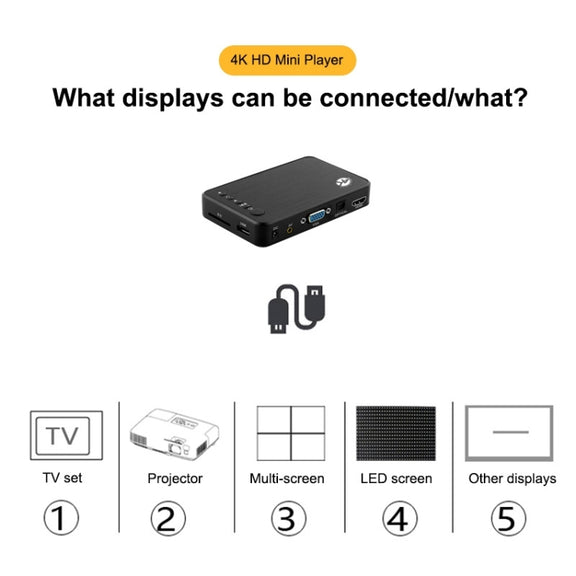X16 4K Media Player Horizontal And Vertical Screen Video Advertising AD Player, Auto Looping Playback(UK Plug)