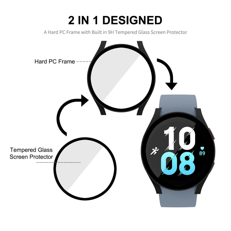 For Samsung Galaxy Watch5 44mm ENKAY Hat-Prince Full Coverage PC Frame + 9H Tempered Glass Case(Rose Gold) - Watch Cases by ENKAY