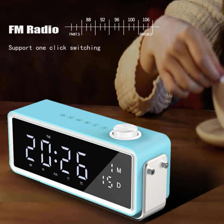 AEC K5 Mirror Alarm Clock Bluetooth Speakers with LED Light Support TF / FM(Blue)