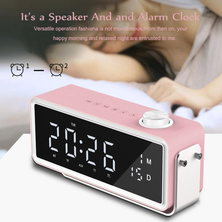 AEC K5 Mirror Alarm Clock Bluetooth Speakers with LED Light Support TF / FM(Blue)